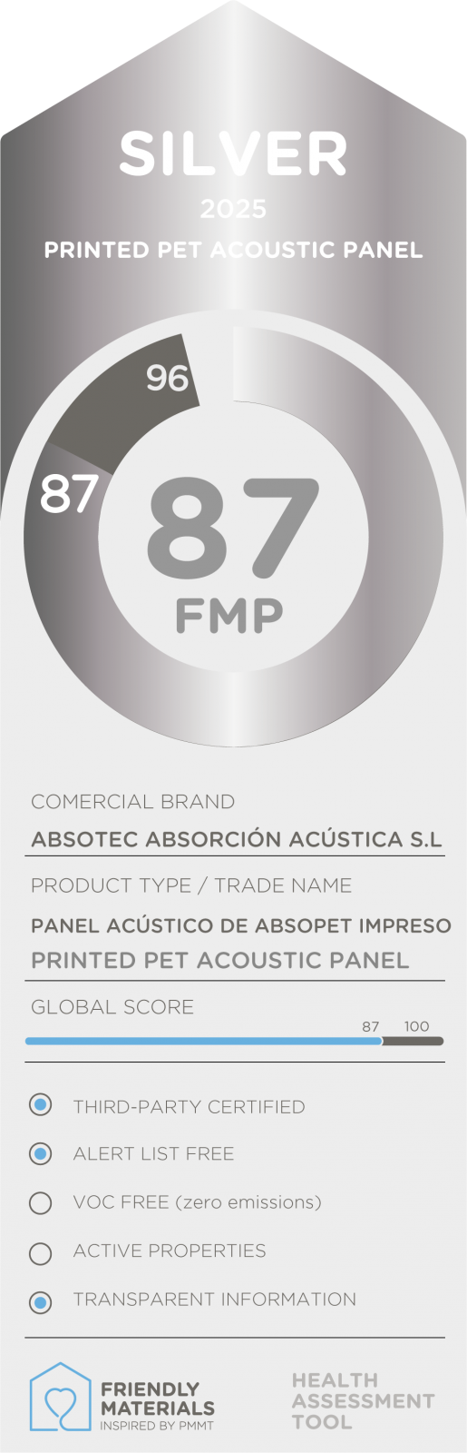 PRINTED ABSOPET ACOUSTIC PANEL silver 87